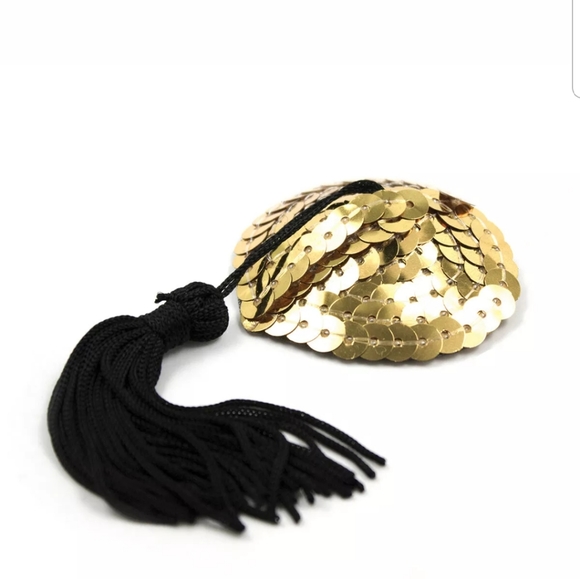 NEW Golden Adhesive Lingerie Sequin w Tassels - Picture 2 of 7